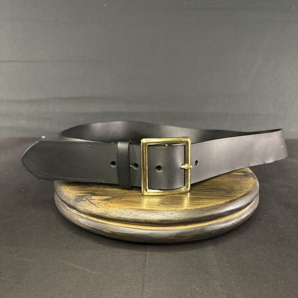 Galls Off Duty Belt Size 42” Plain Black Leather w/ Brass Buckle LP1213 Law Pro